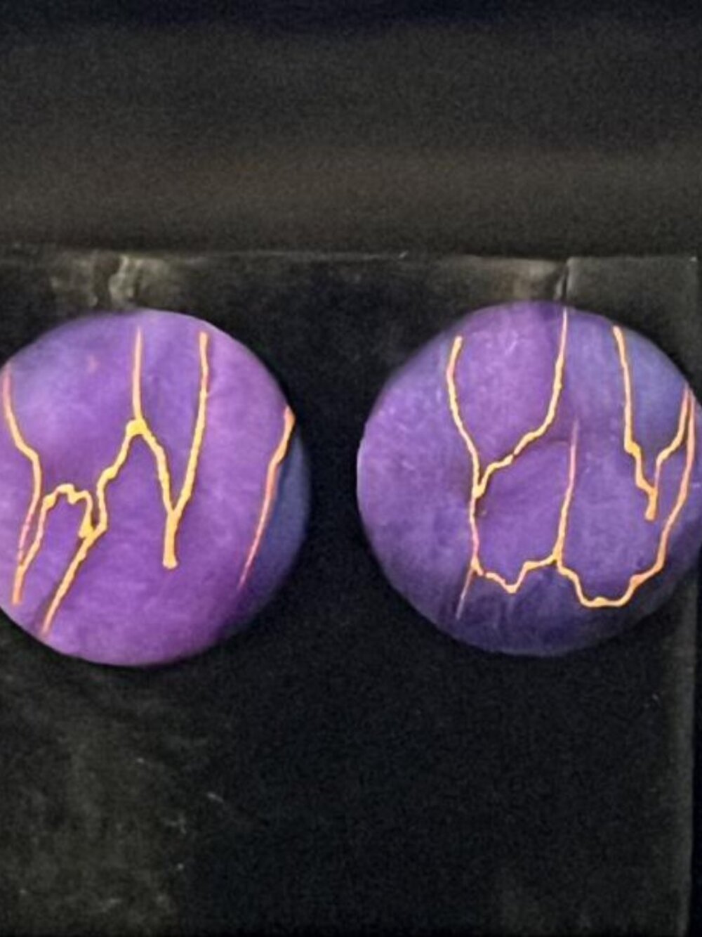 Purple with Gold Tone Viens Silk Clip-On Earrings